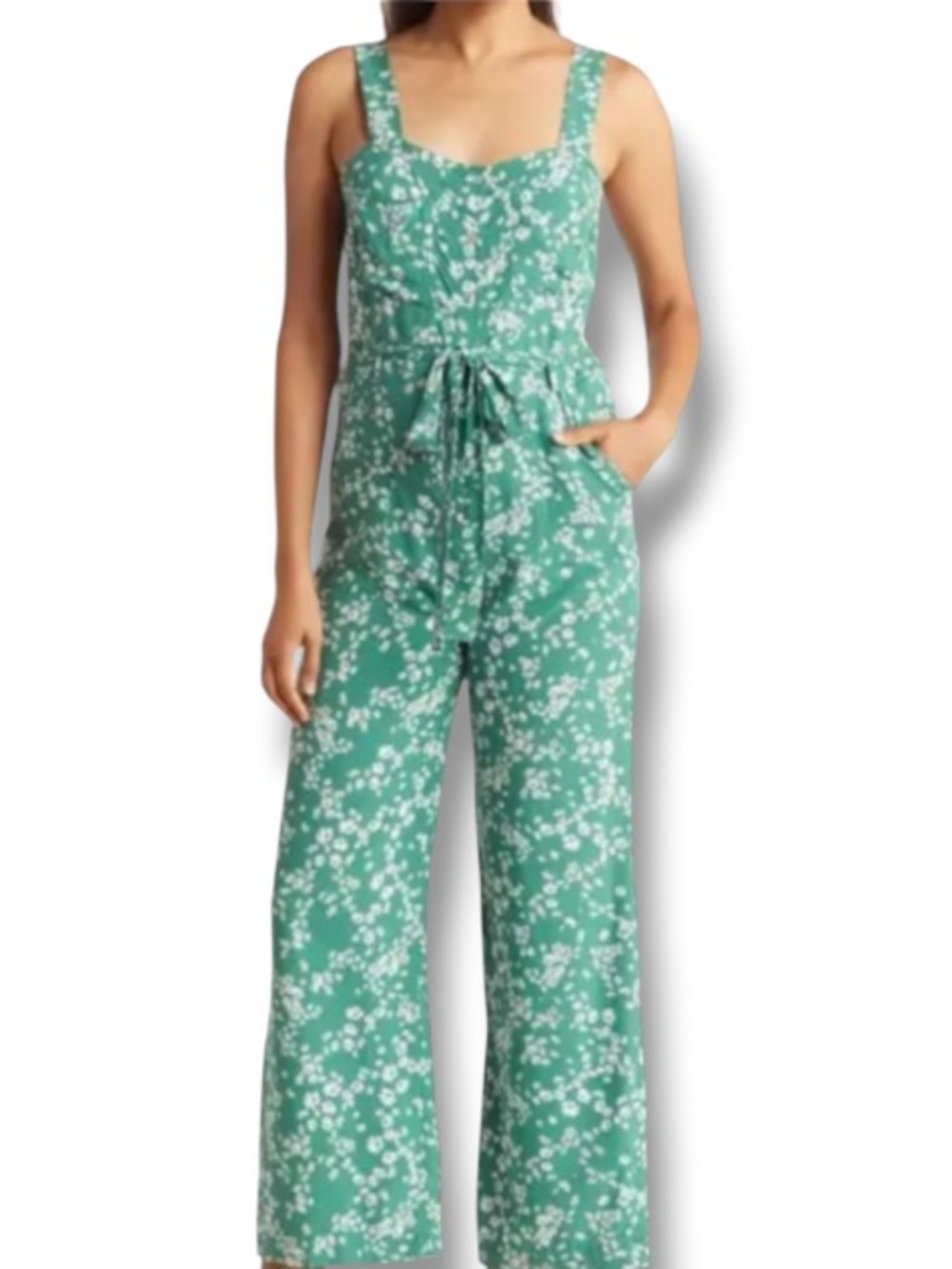 DR2 by Daniel Rainn Women’s Green Floral Print Jumpsuit One Piece Romper NWT